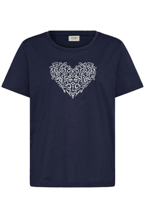 Fransa FRRIASA TEE 1,  NAVY W. WHITE