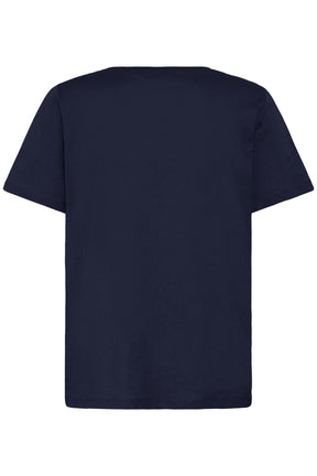 Fransa FRRIASA TEE 1,  NAVY W. WHITE