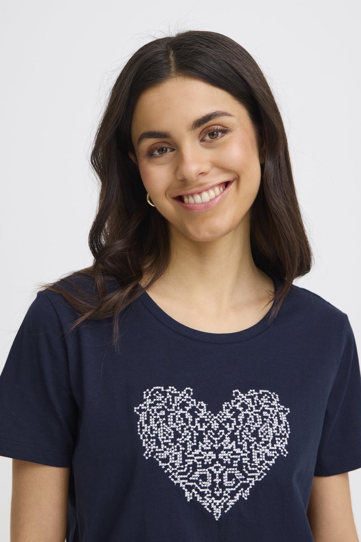 Fransa FRRIASA TEE 1,  NAVY W. WHITE