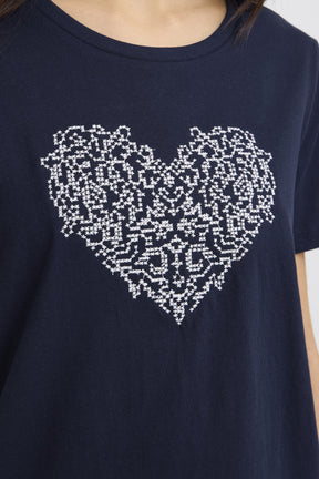Fransa FRRIASA TEE 1,  NAVY W. WHITE