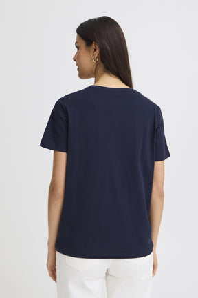 Fransa FRRIASA TEE 1,  NAVY W. WHITE