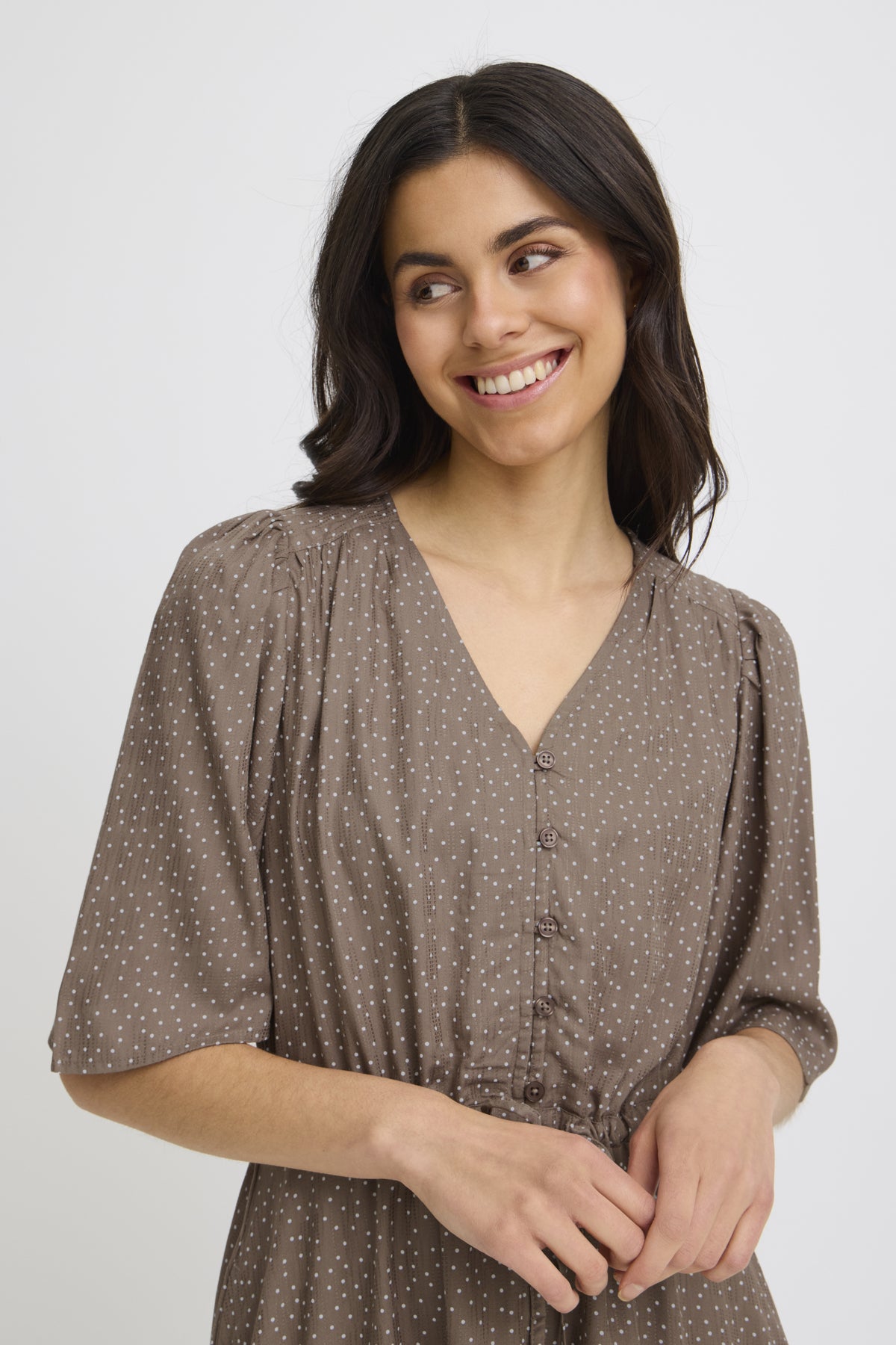 Fransa FRLAYA DRESS 1,  Dot Dots Mountain T. White Dot