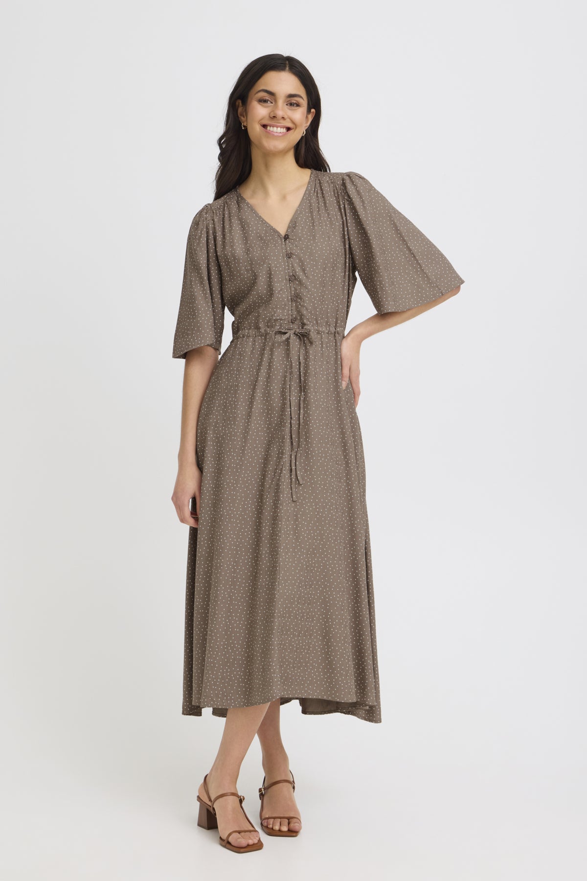 Fransa FRLAYA DRESS 1,  Dot Dots Mountain T. White Dot