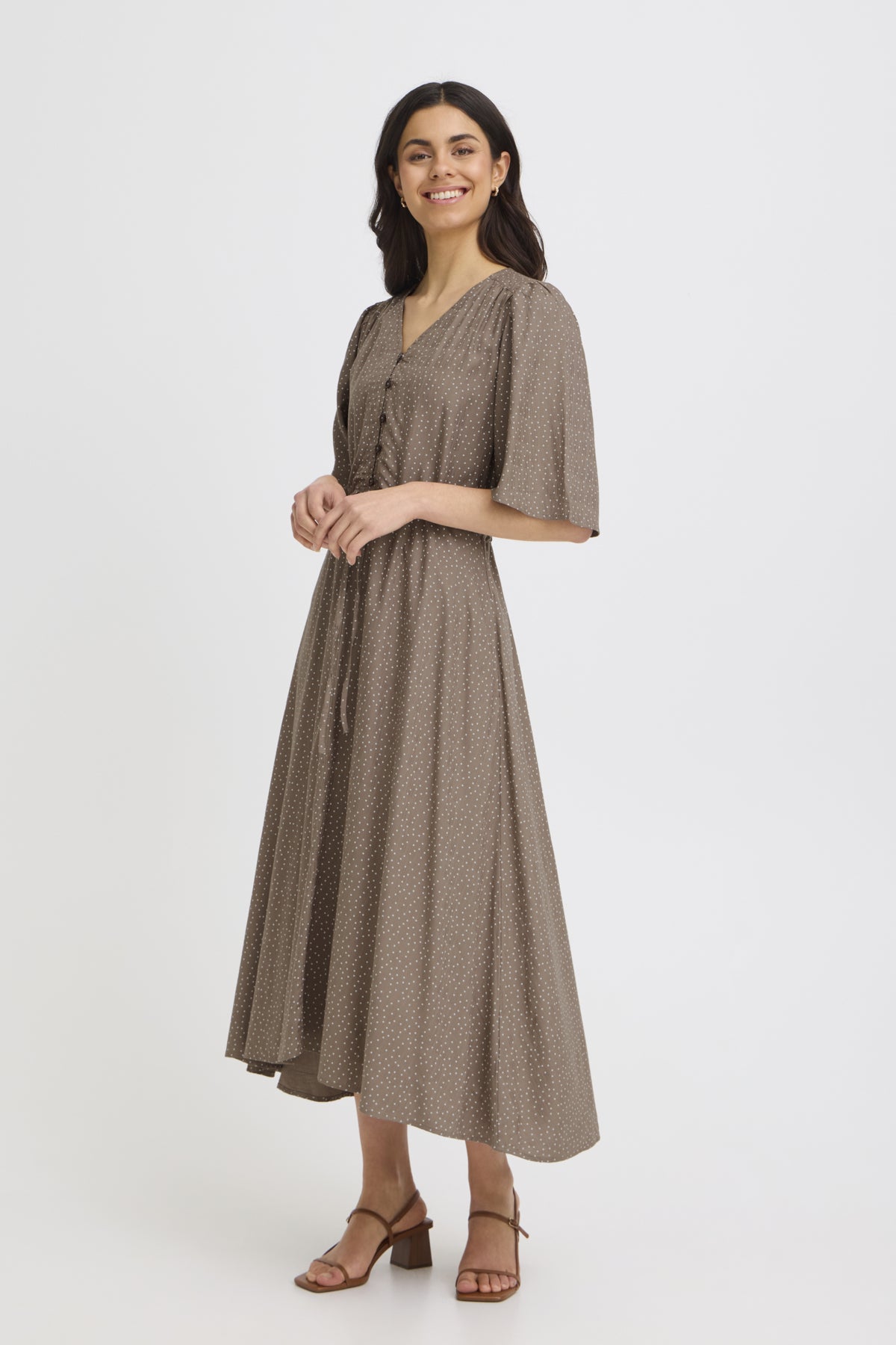 Fransa FRLAYA DRESS 1,  Dot Dots Mountain T. White Dot
