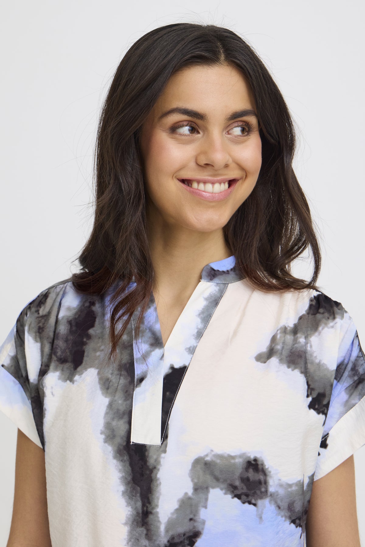 Fransa FRAYLA BLOUSE 1, MARBLE HYDRANGEA