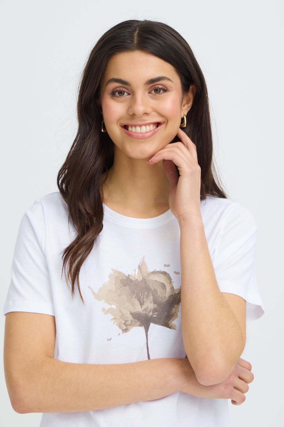 Fransa FRFRANCESCA TEE 1, SAVANNAH TANN FLOWER