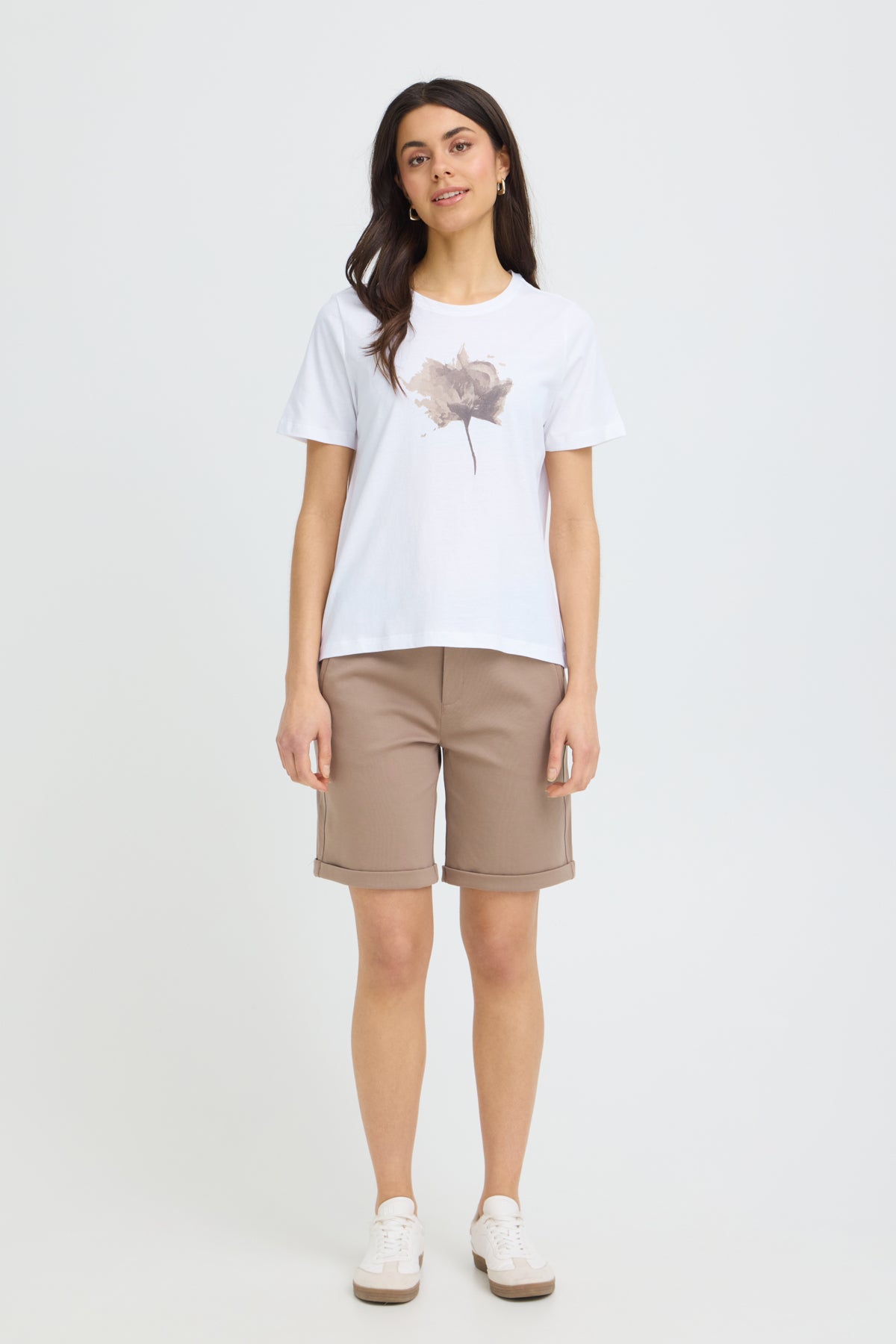 Fransa FRFRANCESCA TEE 1, SAVANNAH TANN FLOWER