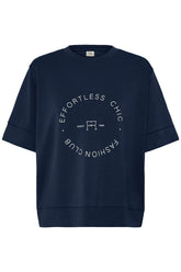 Fransa FRAURORA TEE 4,  NAVY TEXT