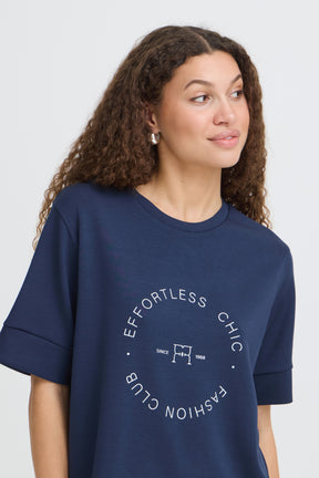 Fransa FRAURORA TEE 4,  NAVY TEXT