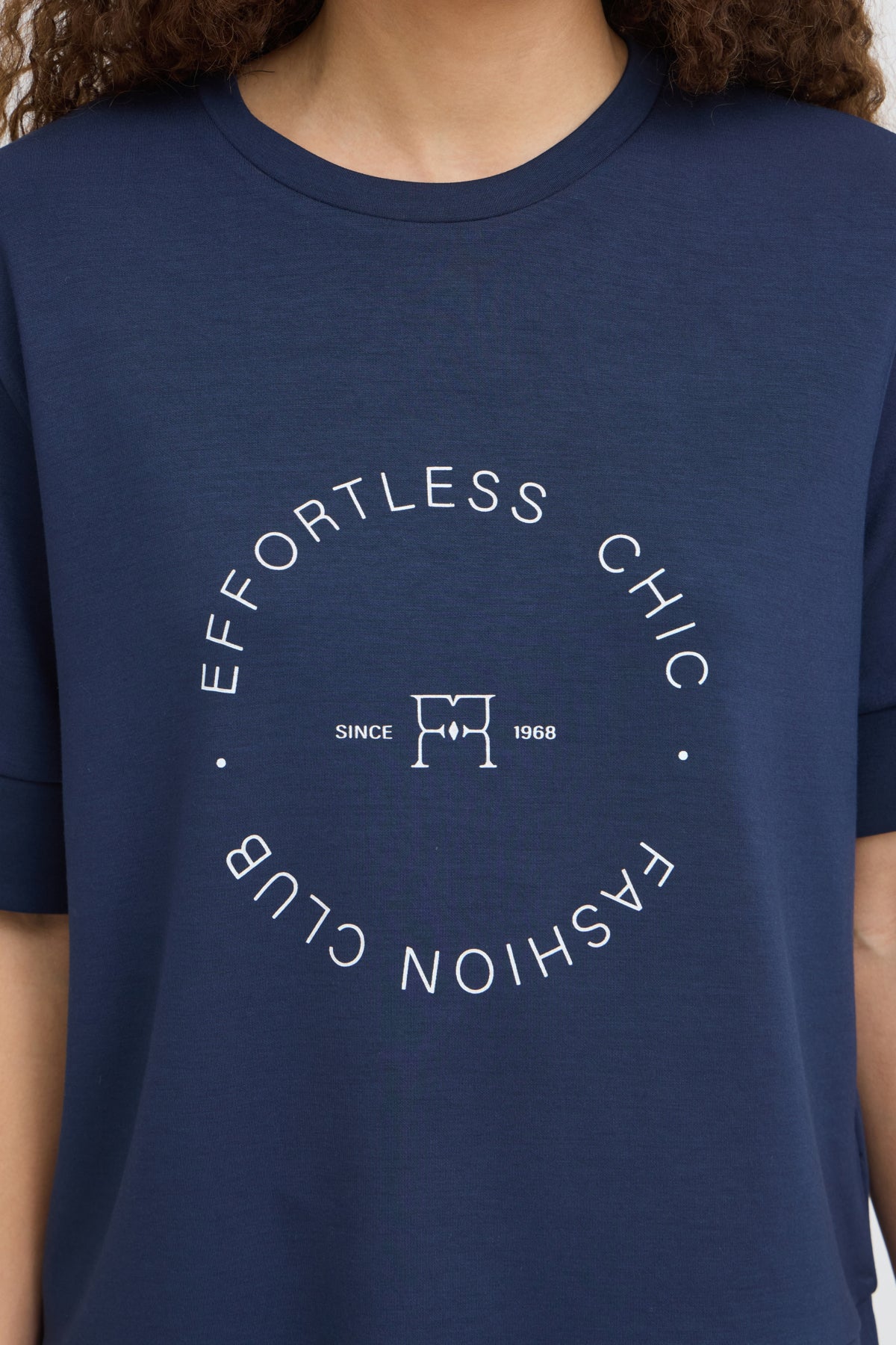 Fransa FRAURORA TEE 4,  NAVY TEXT