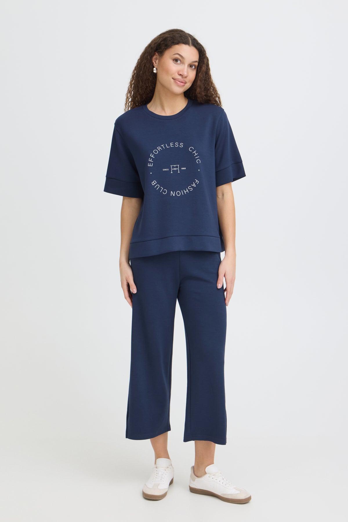 Fransa FRAURORA TEE 4,  NAVY TEXT