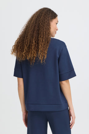 Fransa FRAURORA TEE 4,  NAVY TEXT