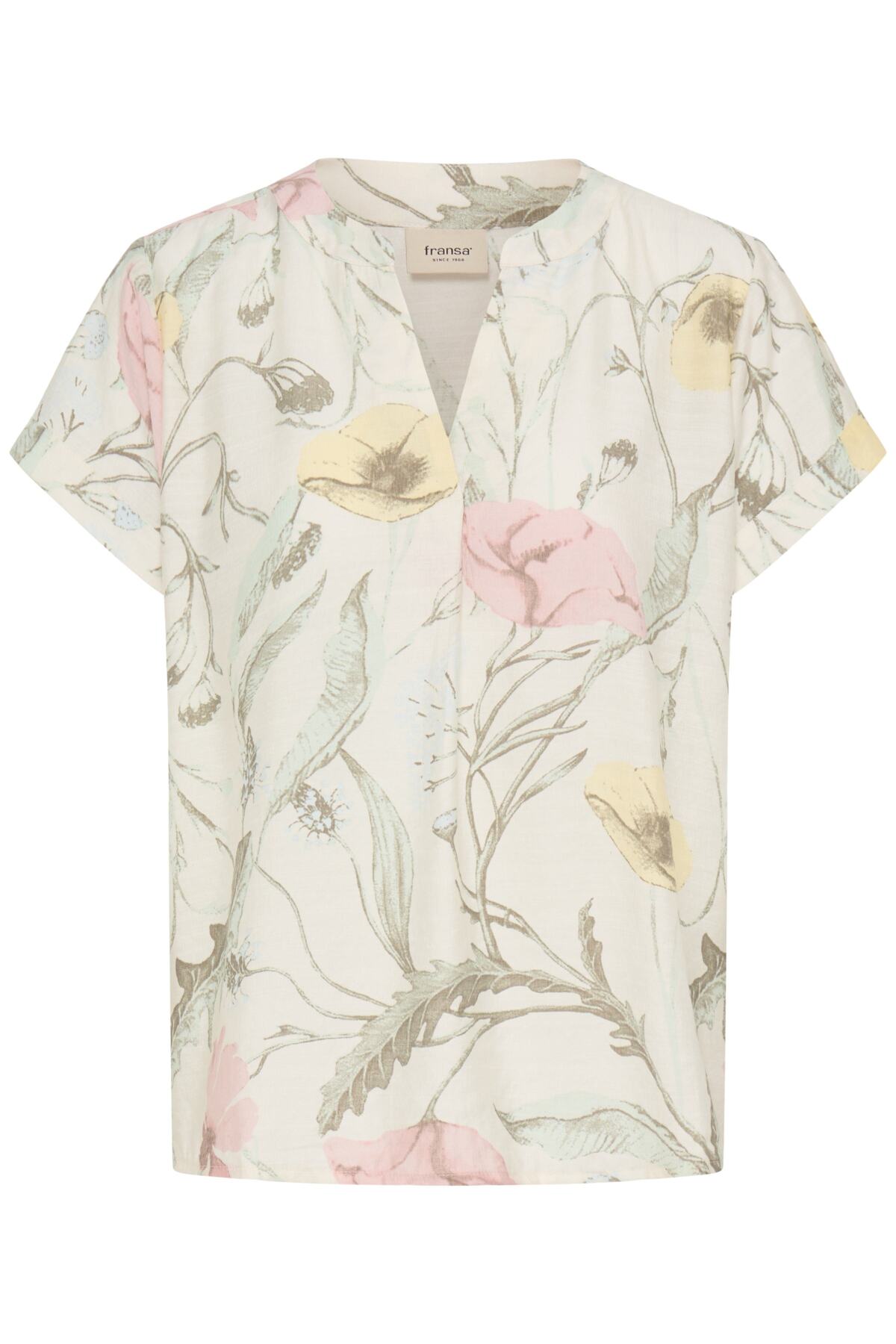 Fransa FRARIANA BLOUSE 18, PASTEL YELLOW FLORAL