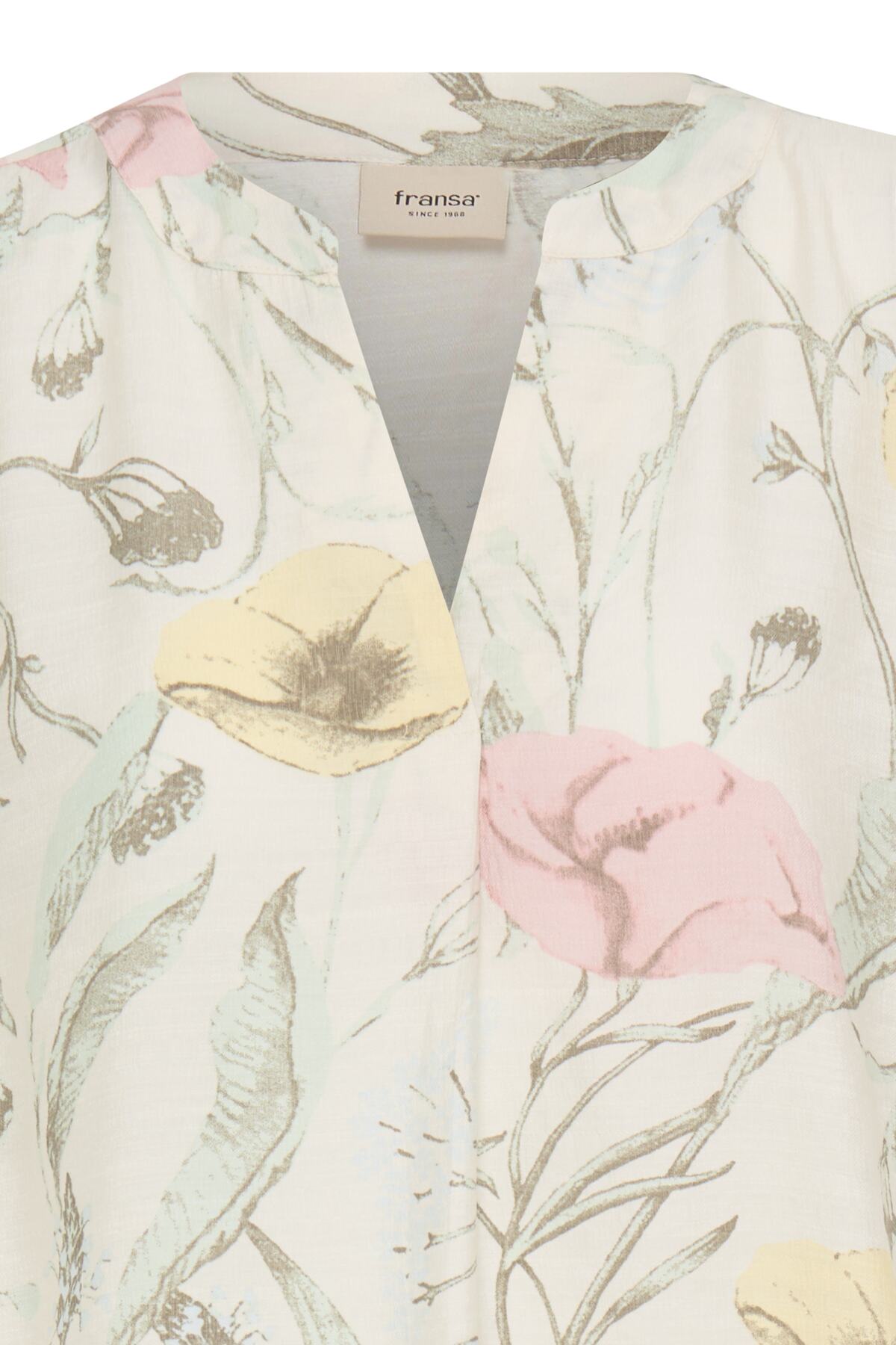 Fransa FRARIANA BLOUSE 18, PASTEL YELLOW FLORAL