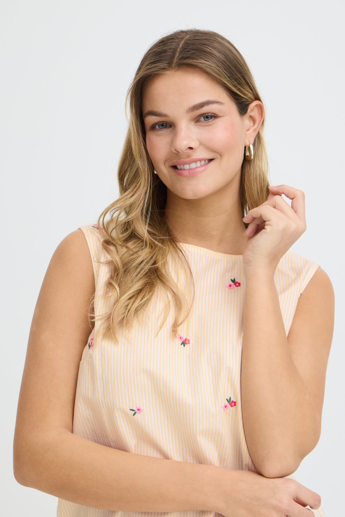 Fransa FRBERNIE TOP 1, YELLOW WHITE STRIPE FLORAL