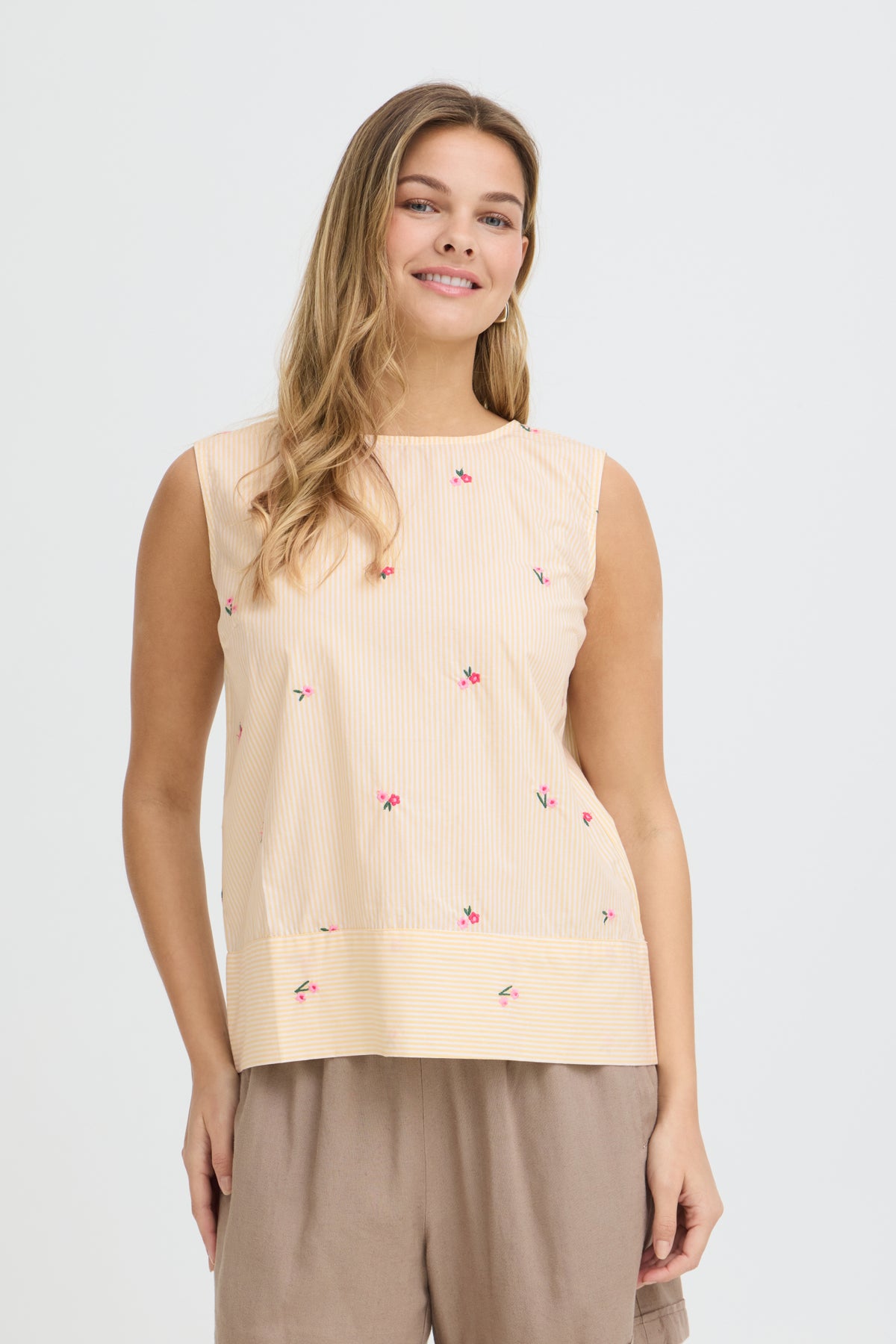 Fransa FRBERNIE TOP 1, YELLOW WHITE STRIPE FLORAL