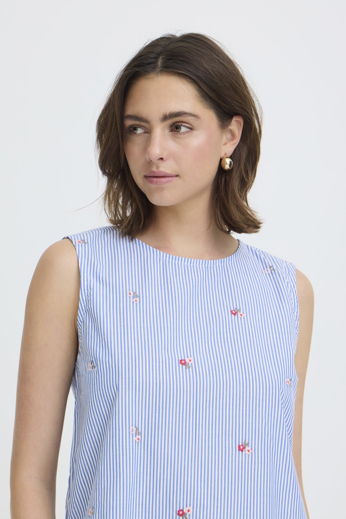 Fransa FRBERNIE TOP 1, BLUE WHITE STRIPE FLORAL