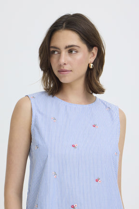 Fransa FRBERNIE TOP 1, BLUE WHITE STRIPE FLORAL