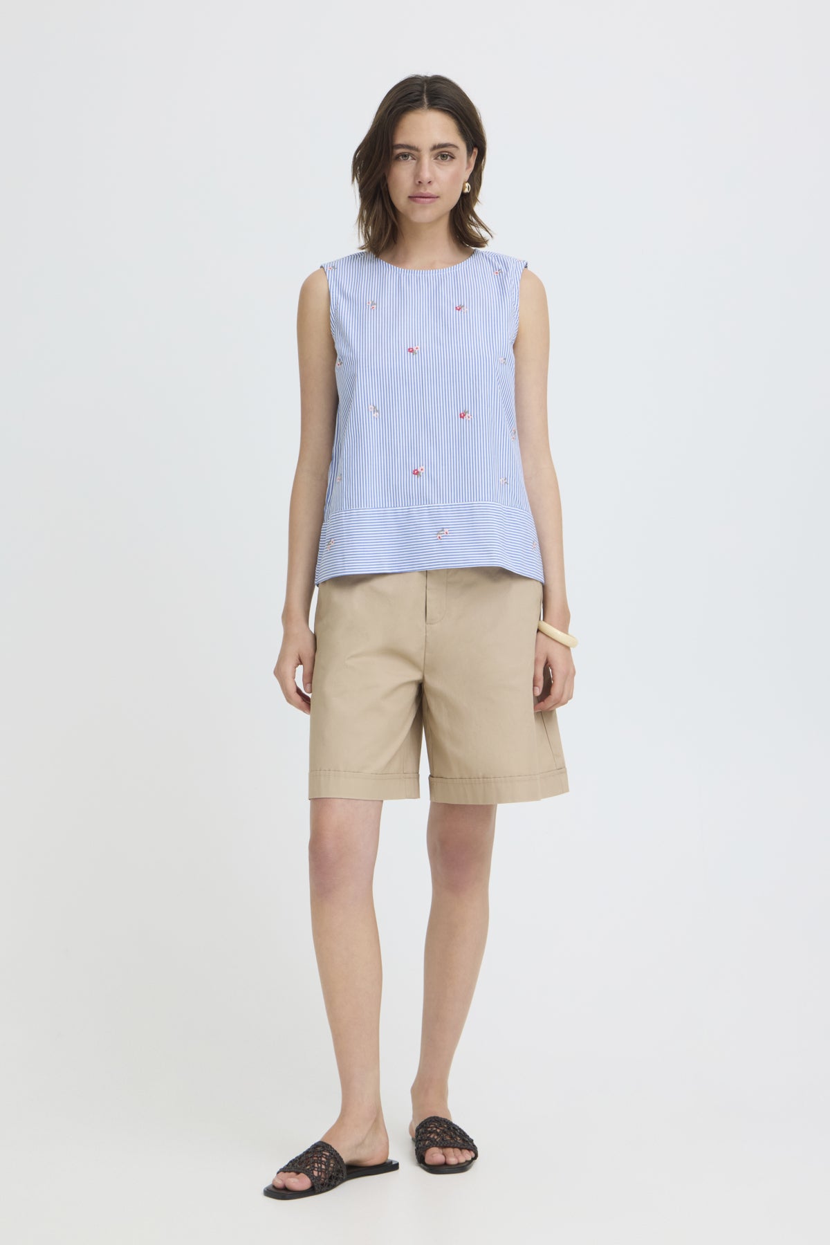 Fransa FRBERNIE TOP 1, BLUE WHITE STRIPE FLORAL