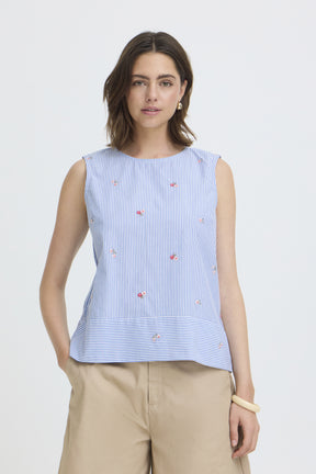 Fransa FRBERNIE TOP 1, BLUE WHITE STRIPE FLORAL