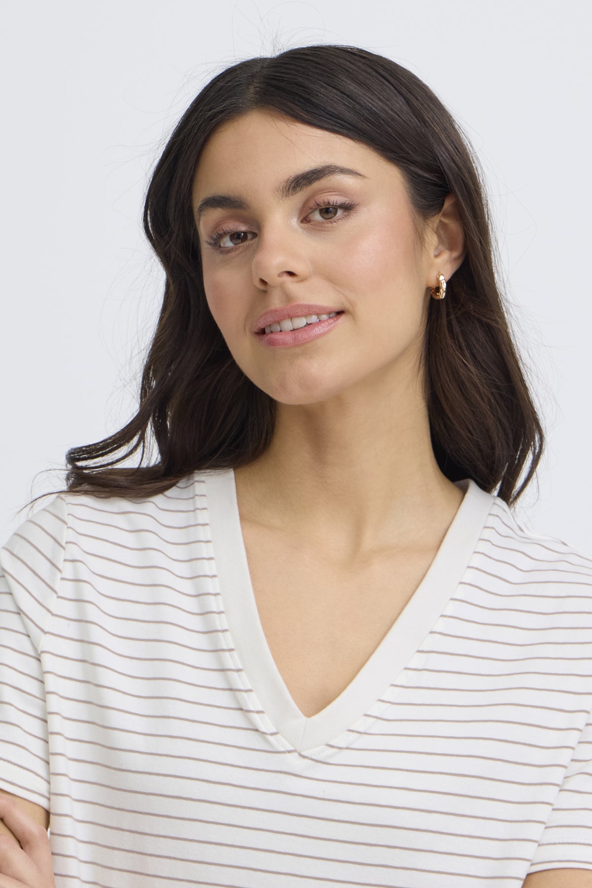 Fransa FRFEBA TEE 2, WHITE W. MOUNTAIN STRIPE