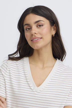 Fransa FRFEBA TEE 2, WHITE W. MOUNTAIN STRIPE
