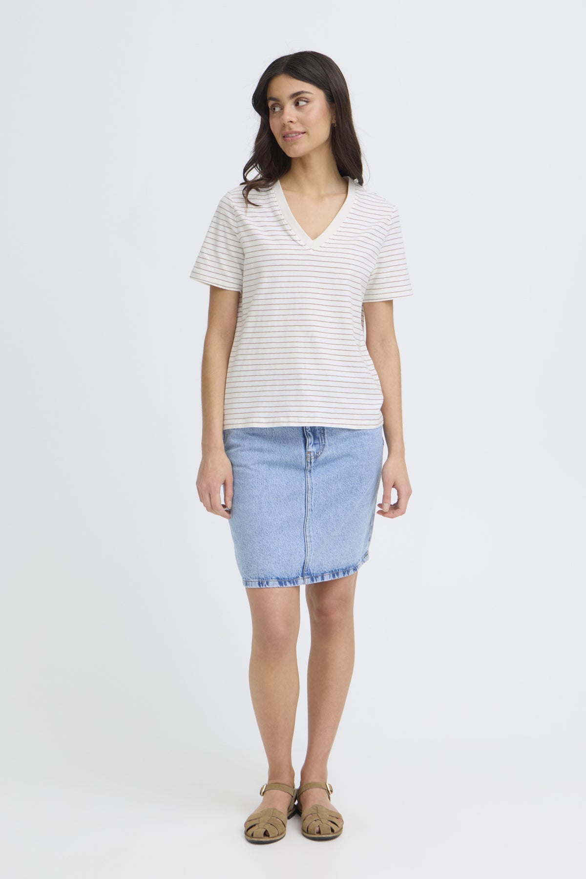 Fransa FRFEBA TEE 2, WHITE W. MOUNTAIN STRIPE
