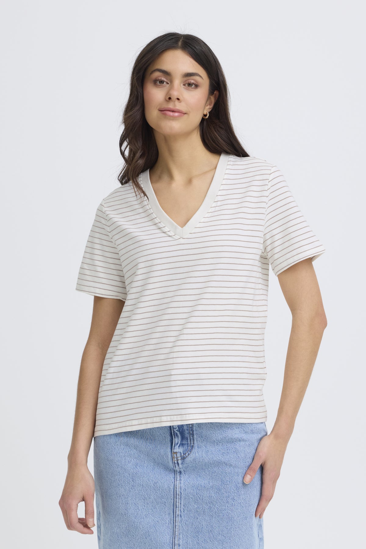 Fransa FRFEBA TEE 2, WHITE W. MOUNTAIN STRIPE