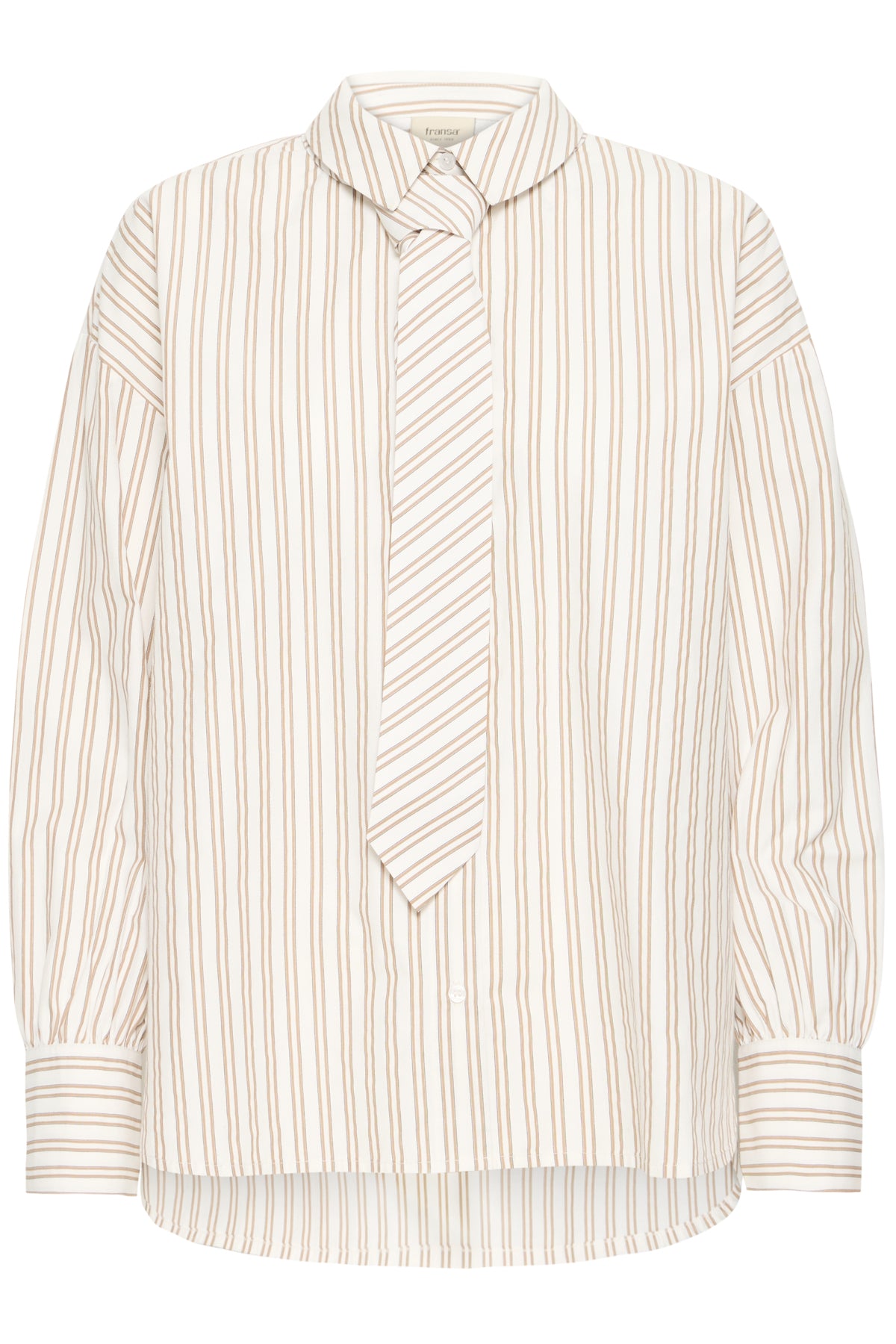 Fransa FRZABA SHIRT 1,  White Tobacco Stripe