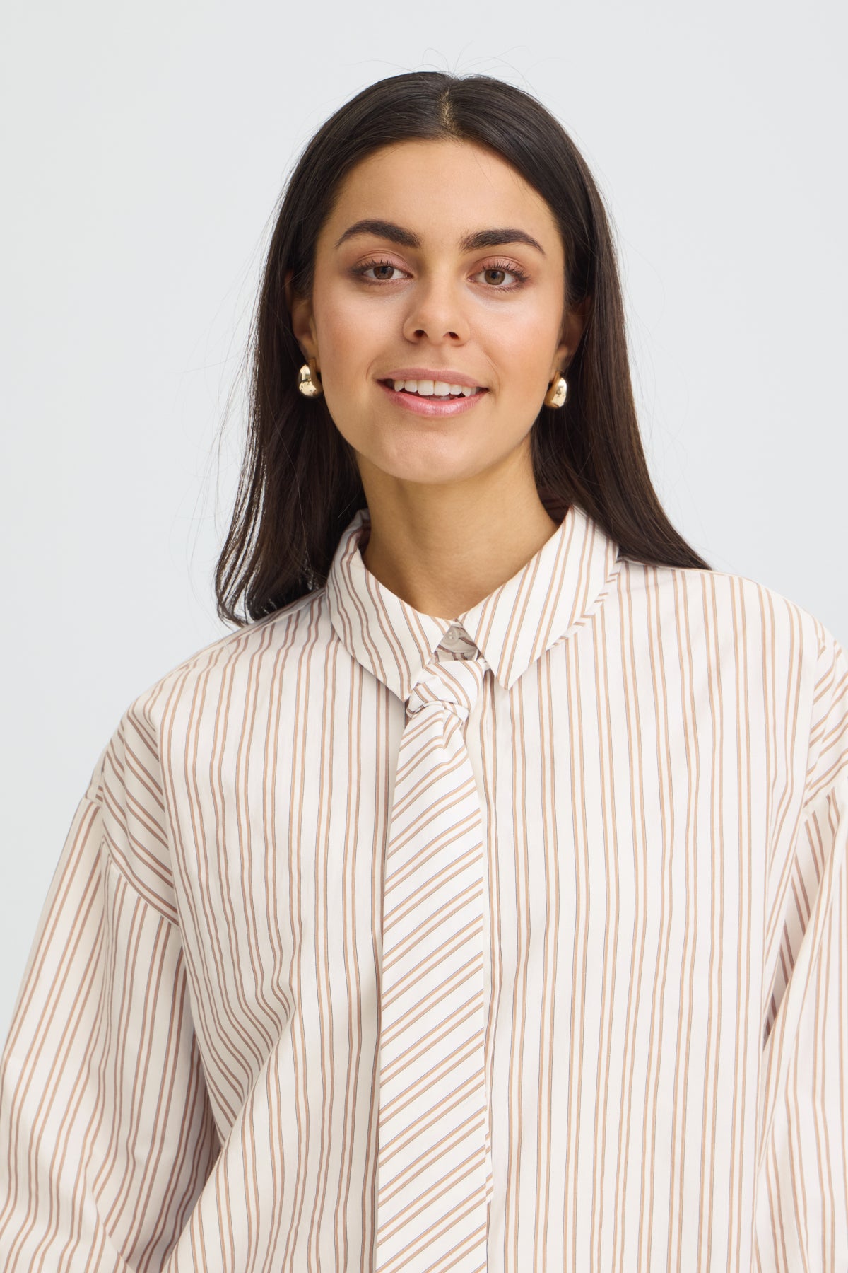 Fransa FRZABA SHIRT 1,  White Tobacco Stripe