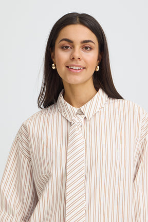Fransa FRZABA SHIRT 1,  White Tobacco Stripe