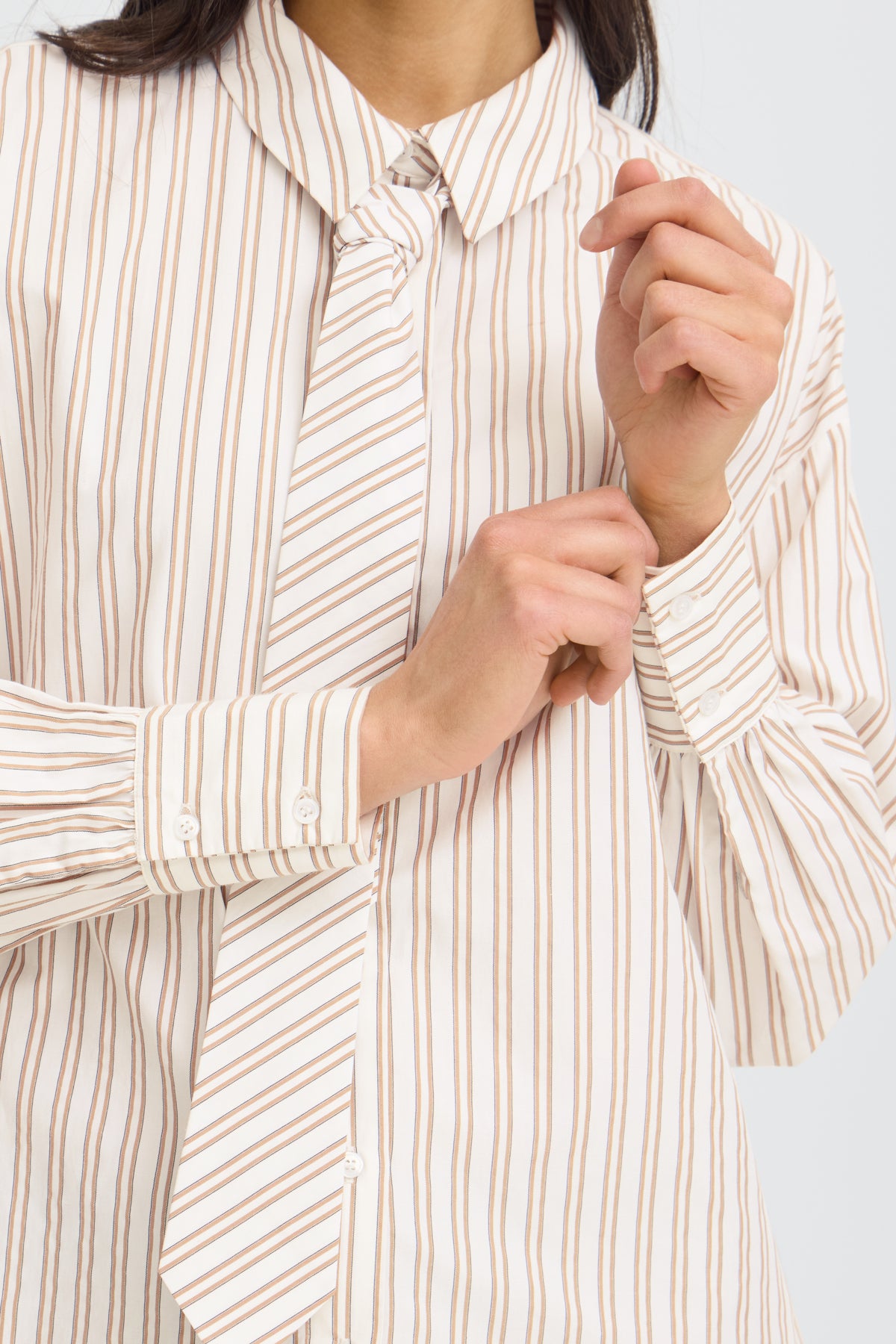 Fransa FRZABA SHIRT 1,  White Tobacco Stripe