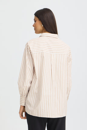 Fransa FRZABA SHIRT 1,  White Tobacco Stripe