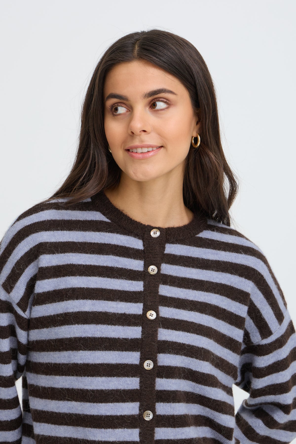 Fransa FRIDAA CARDIGAN 1, HOT FUDGE STRIPE