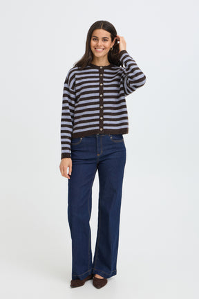 Fransa FRIDAA CARDIGAN 1, HOT FUDGE STRIPE