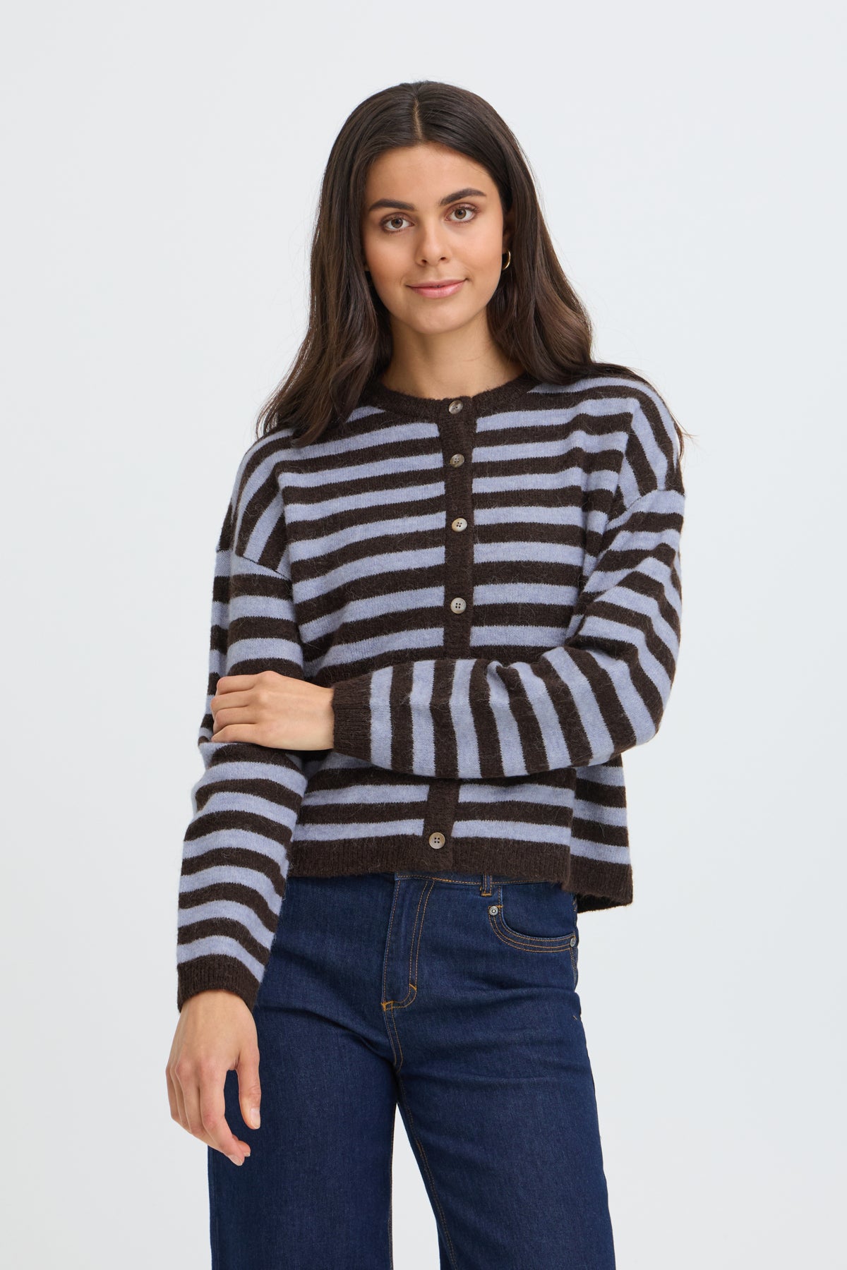 Fransa FRIDAA CARDIGAN 1, HOT FUDGE STRIPE
