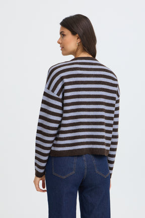 Fransa FRIDAA CARDIGAN 1, HOT FUDGE STRIPE