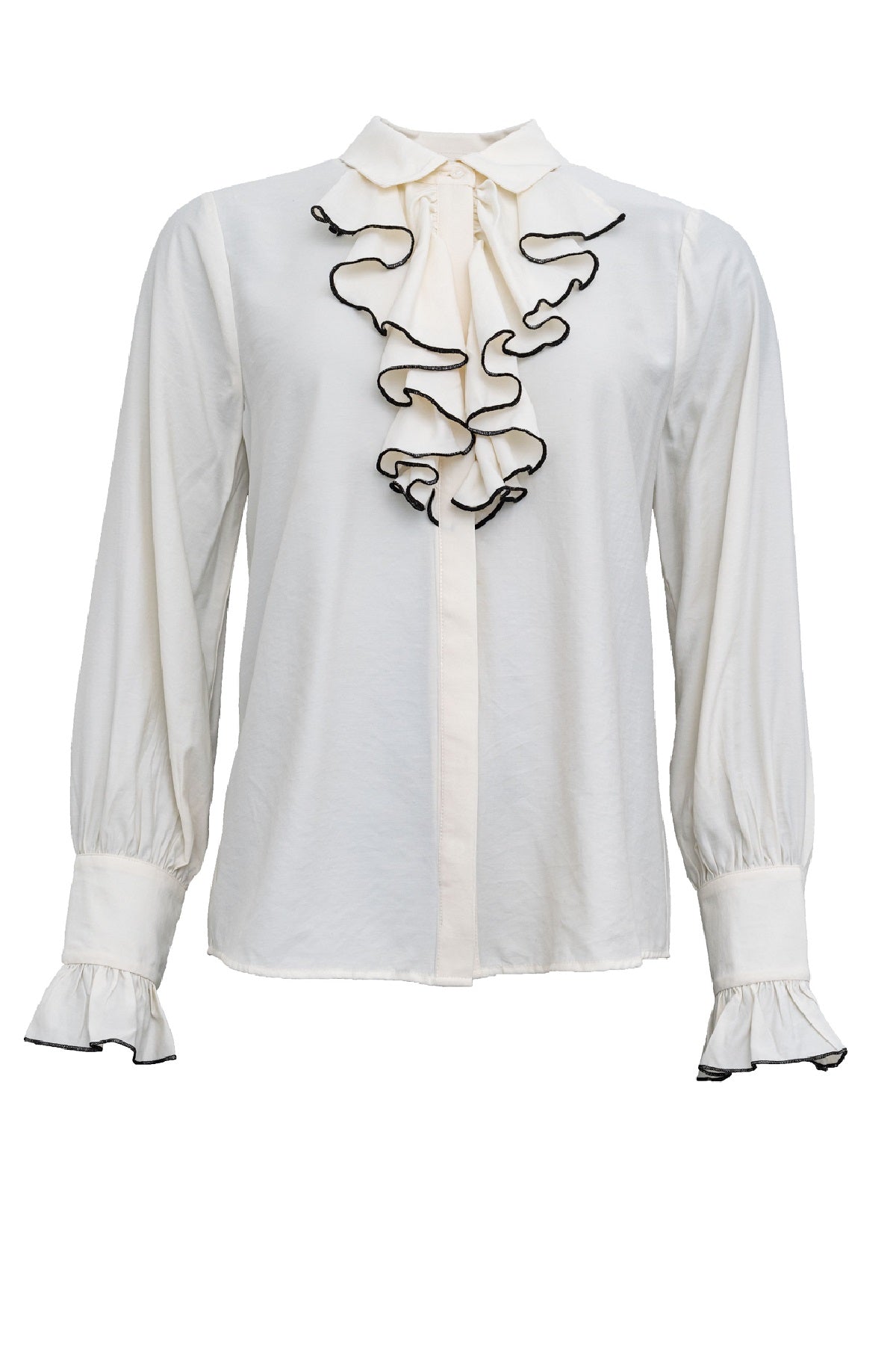 Costamani Frill shirt, White w/black