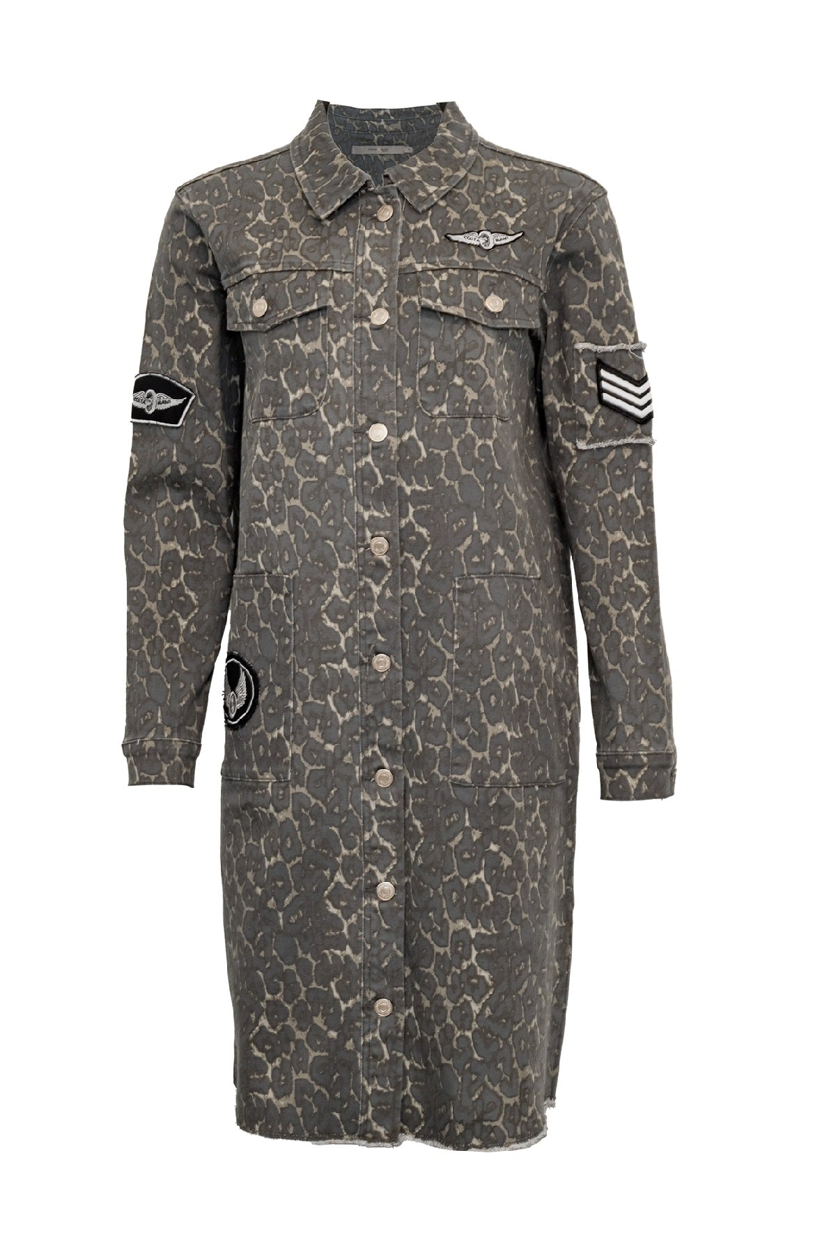 Costamani Foxy Leopard Long Jacket, Grey Leo