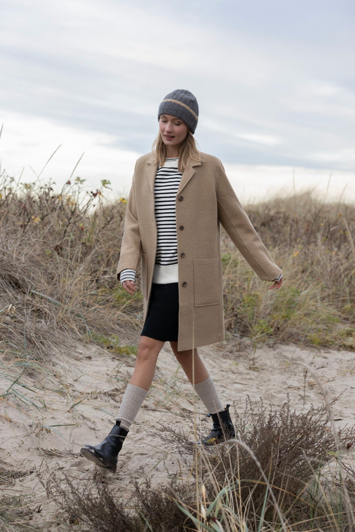 Blue Sportswear Madonna wool Coat, Beige