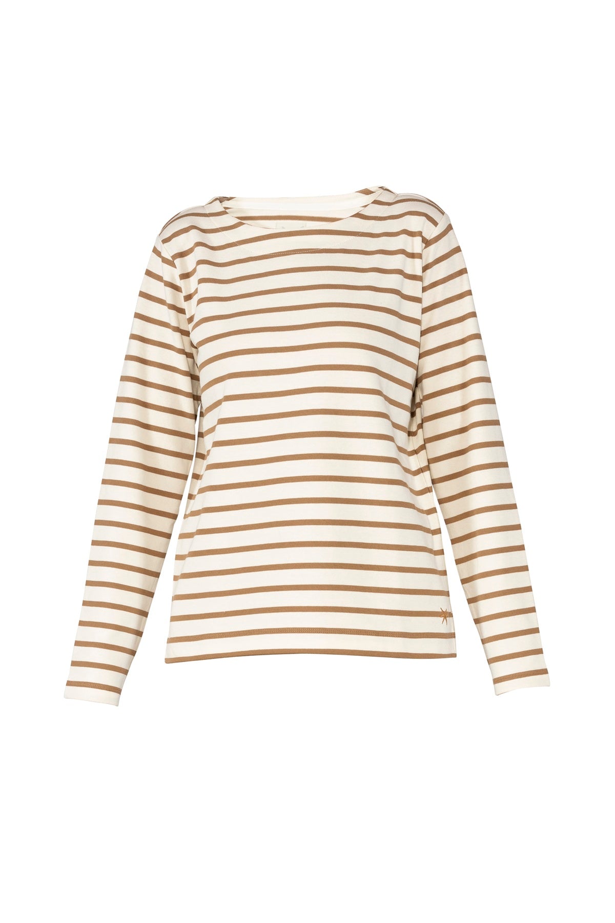 Blue Sportswear Donna LS striped Blouse, Cream w/Walnut