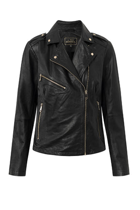 Depeche NooraDEP Biker Leather Jacket, Black