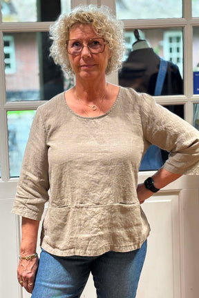 Thing bred bluse i hør 7145, Putty