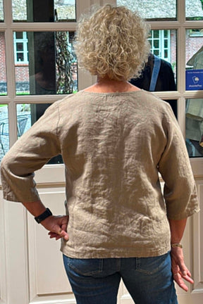 Thing bred bluse i hør 7145, Putty