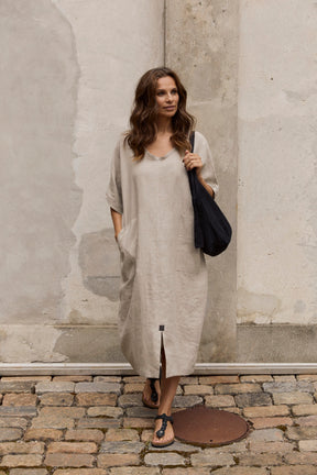 Henriette Steffensen 83001 LONG DRESS, NATURE