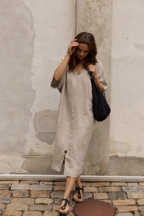 Henriette Steffensen 83001 LONG DRESS, NATURE