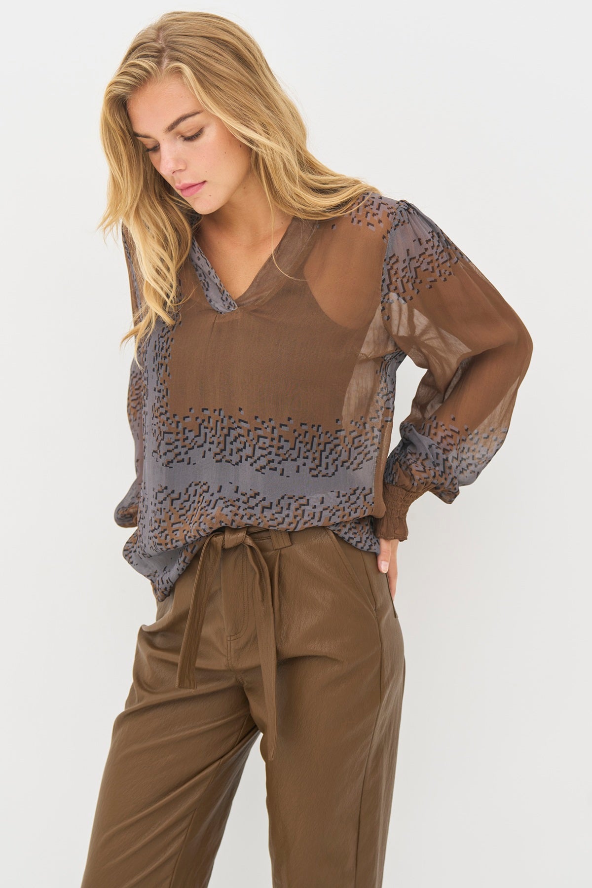 NÜ Denmark Bianca Blouse, Dark Earth mix