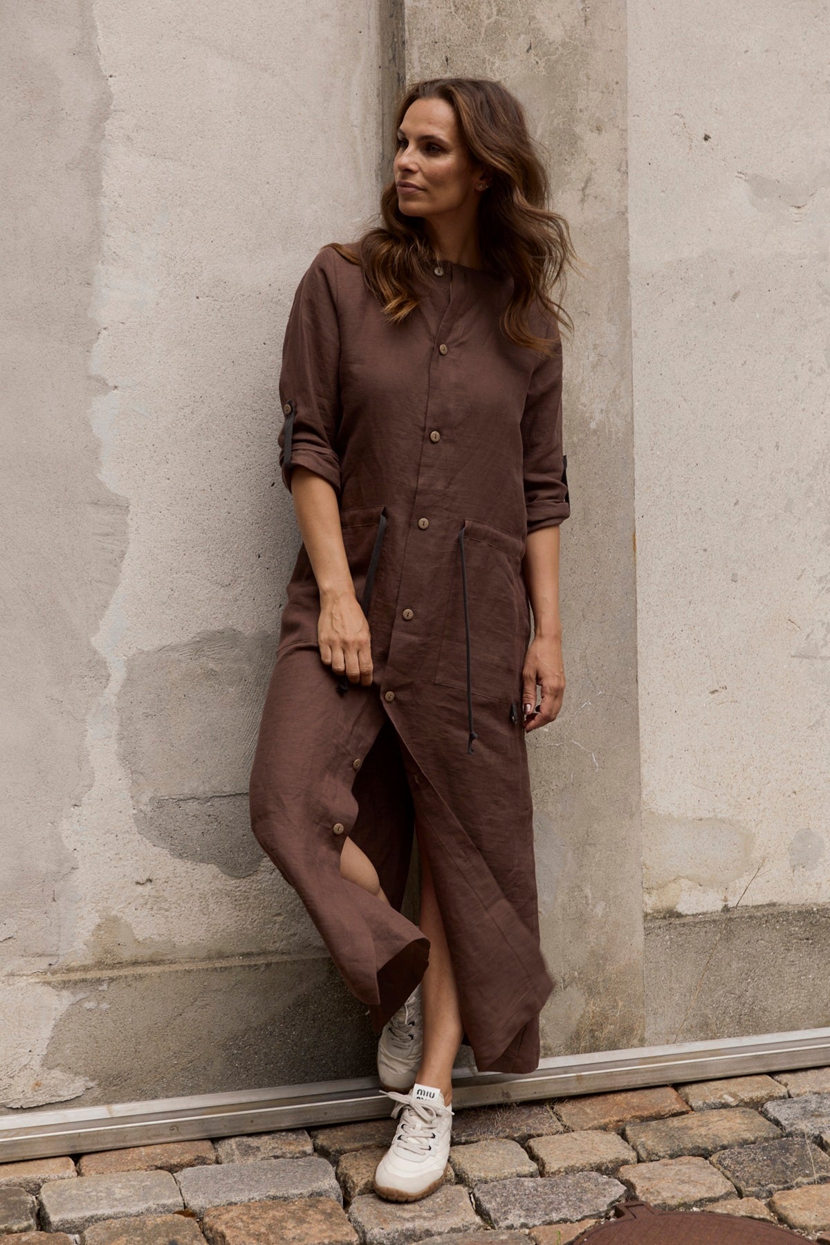 Henriette Steffensen 87001 LONG JACKET, CHOCOLATE