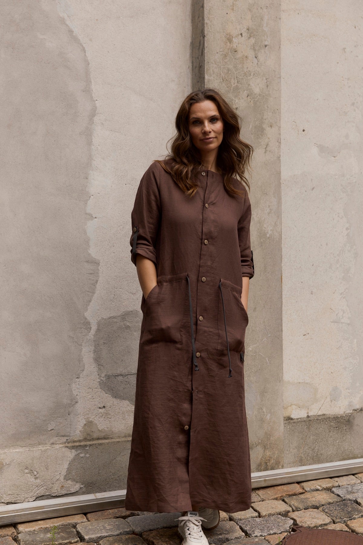 Henriette Steffensen 87001 LONG JACKET, CHOCOLATE