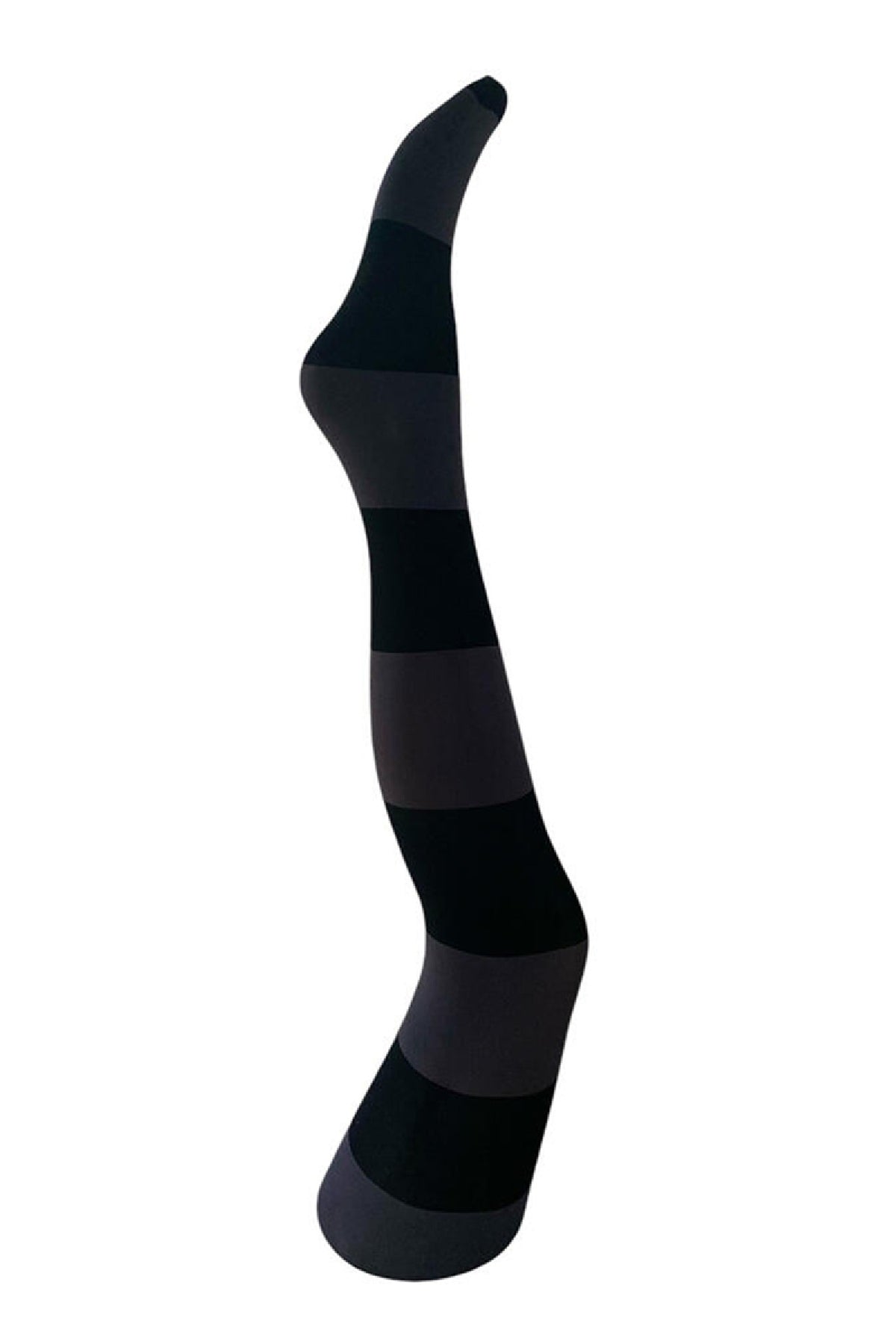 A Moi Inge wide stripe tights,  Dark grey w. black stripe